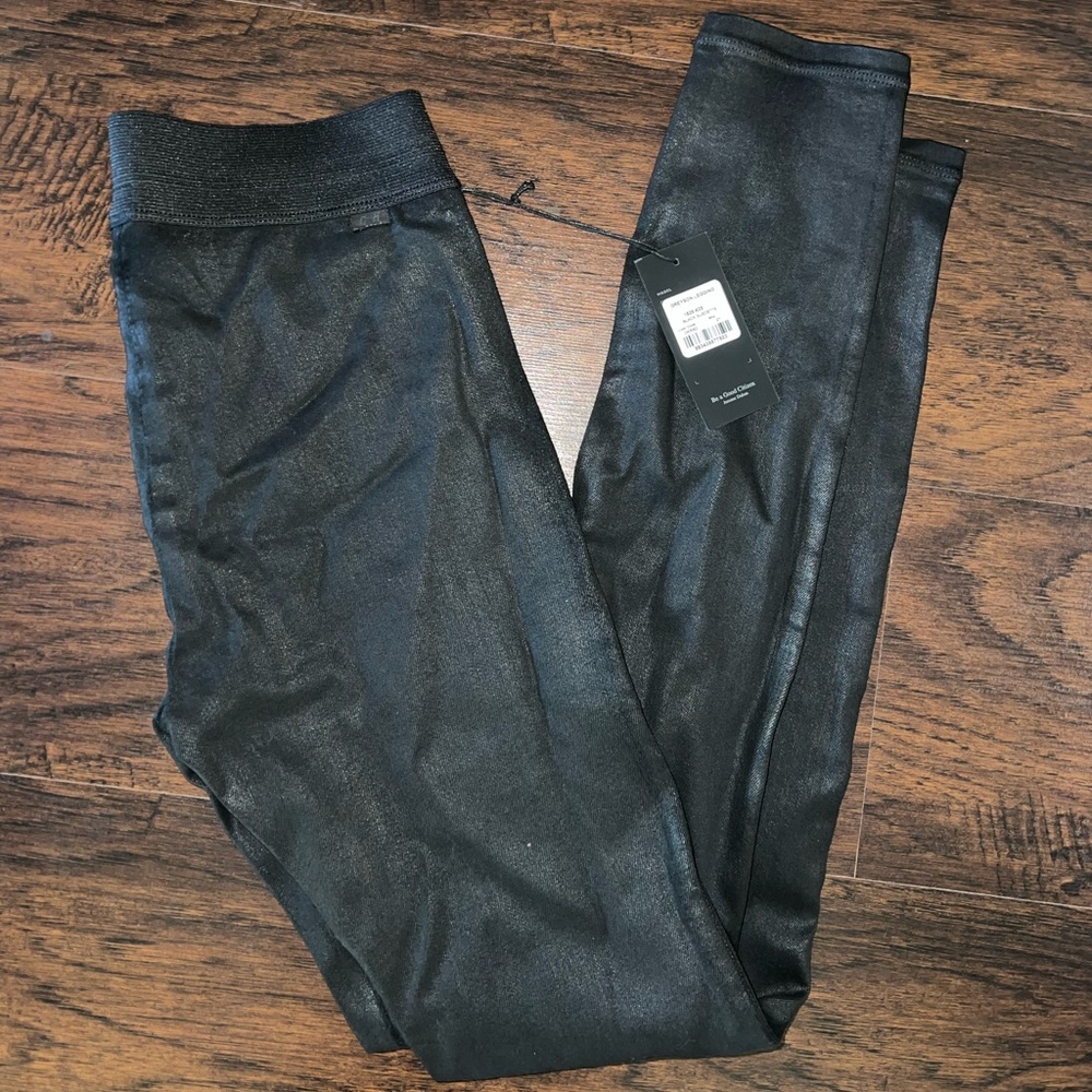 NWT Citizens of Humanity Anthropologie Greyson Black Coated Leggings Jeggings 27